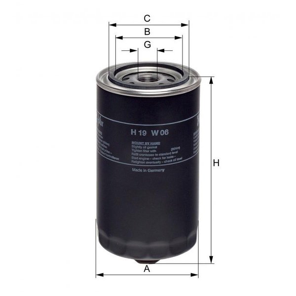 Hengst Oil Filter, H19W06 H19W06